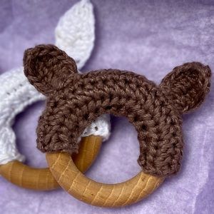 Organic Beech Wood Teething Rings 😍 Hand Crocheted & Sewn!